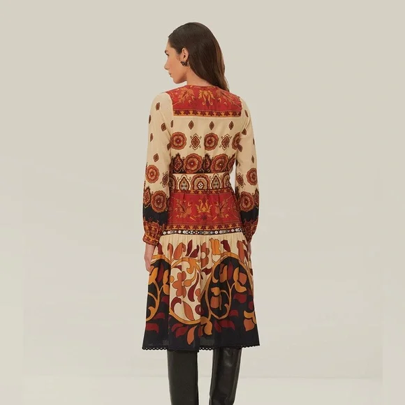 NWT FARM Rio Cream Ainika Tiles Midi Dress - Picture 5 of 5